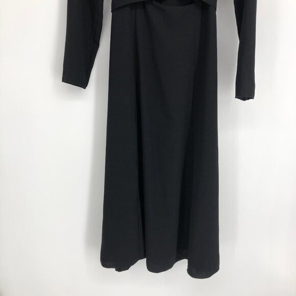 Aritzia Wilfred Black Aubagne Midi Dress Adjustable Wrap w/optional cutout 10 - Picture 8 of 16